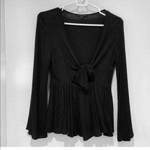 American Eagle Black Tie Front Top